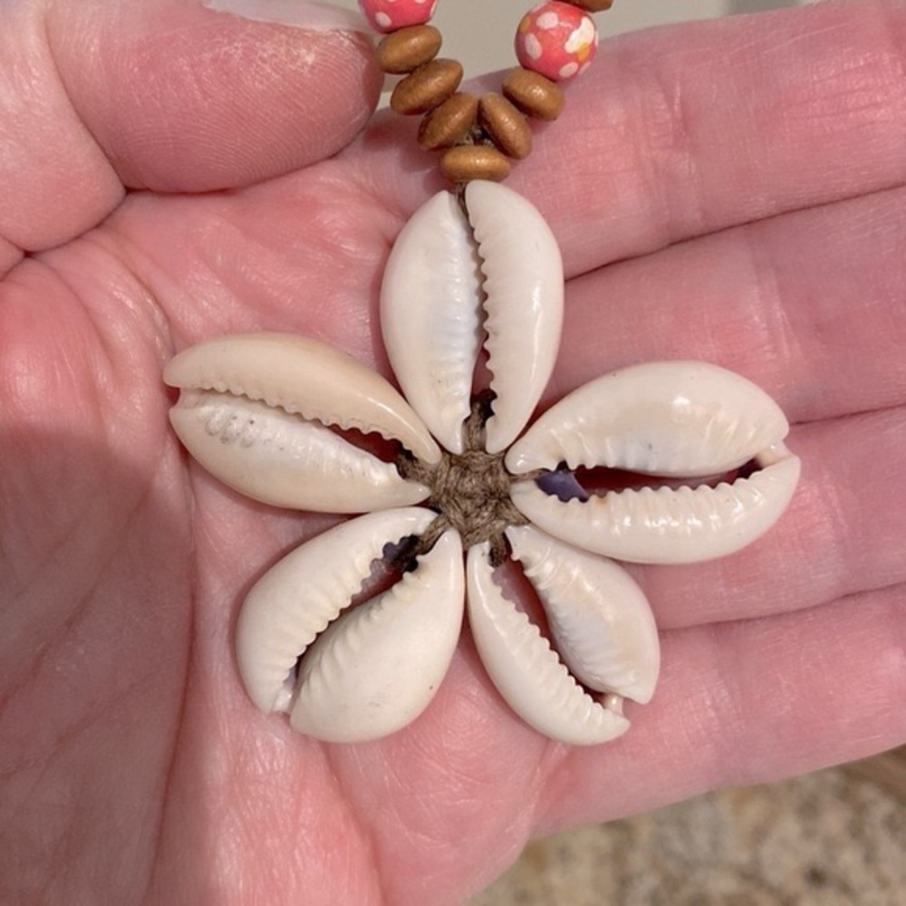 Y2k Surfer Shell Pendant, Beads & Button / Loop R… - image 2